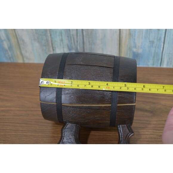 Rustic Wood Beer Mug Tankard Stein | Medieval Viking Style | **Has Crack** AS-IS - Picture 11 of 11